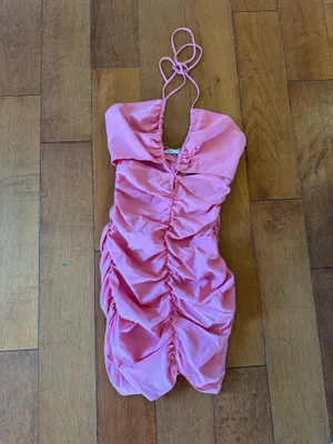 Zara Pink Ruched Halter-Style Mini Dress thumbnail 6