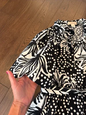 Band of the Free Black & White Floral Polka Dot Dress Size Small - C11-719 thumbnail 4