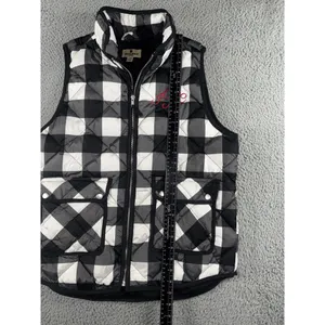 Woolrich Vest‎ Women Large Duck Down Plaid Quilted Puffer Full Zip Classic thumbnail 4