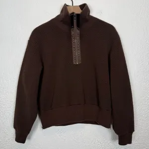 Varley Roselle Half Zip Fleece Pullover Sweater Dark Truffle Size Small thumbnail 2