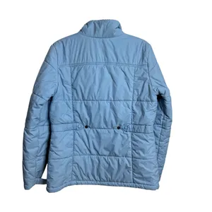 Lands End Womens M 10-12 Light Blue Quilted Puffer Jacket Sherpa Collar Zip Snap thumbnail 2
