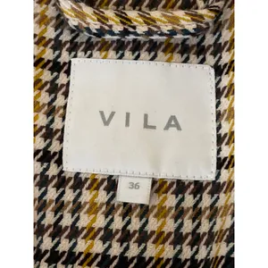 Vila Beige Plaid Tweed Collared Long Sleeve Pockets Blazer Coat Jacket Size 36 thumbnail 3