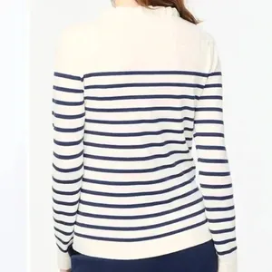 NWT J.Crew Factory Women's Striped Ruffleneck Sweater Cream L thumbnail 2