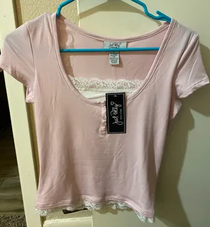 Just Polly Pink Baby Tee thumbnail 1