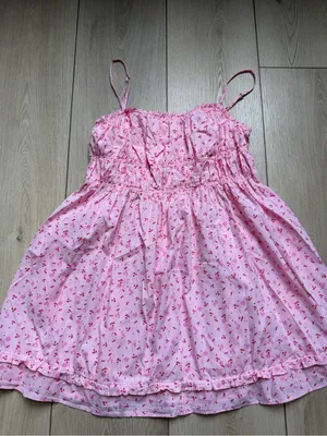 Free People Gabby Mini Dress Pink Cherry Floral Smocked Mini Sundress Medium thumbnail 8