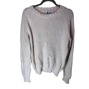 Vintage Sea Boston 100% Cotton Shaker Knit Sweater XL Cream Made in USA Unisex thumbnail 2