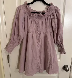 Sabo Light Pink Stella Off The Shoulder Cotton Mini Dress Size Small Beach Boho thumbnail 1