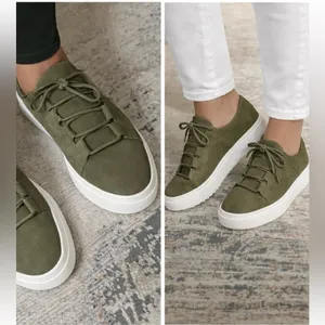 Eileen Fisher Prescot Platform Sneakers Olive Nubuck Leather Women 6.5 thumbnail 10