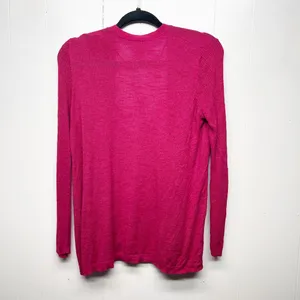 LOFT Silk Ramie Blend Long Sleeve Open Front Women's Pink Cardigan Size Medium thumbnail 8