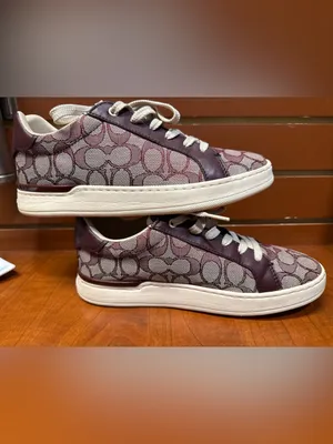 Coach G4967 Clip Low Top Sneakers Burgundy Signature C Size 8B thumbnail 3