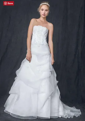 David's Bridal White Organza Wedding Dress thumbnail 1