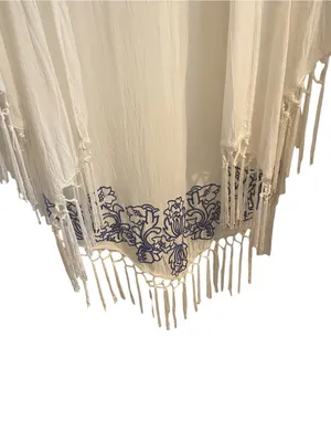 Entro Boho Embroidered Fringe Open Front Kimono Cardigan Cover-Up resortwear thumbnail 8