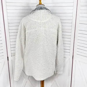 True Grit Faux Sherpa Jacket Women Small Beige Pullover Sherpa Quarter Zip Teddy thumbnail 4