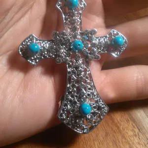 Blue Howlite Silvertone and Stainless Steel Pendant Necklace thumbnail 6