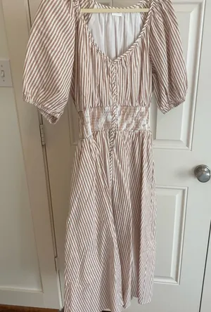 The Impeccable Pig Striped Tan Dress thumbnail 1