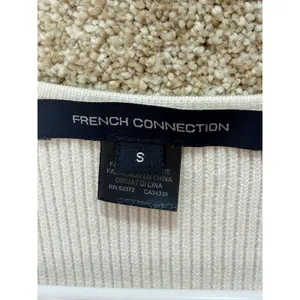 French Connection White Ribbed Square Neck Puff‎ Sleeve Sweater Top Small thumbnail 4