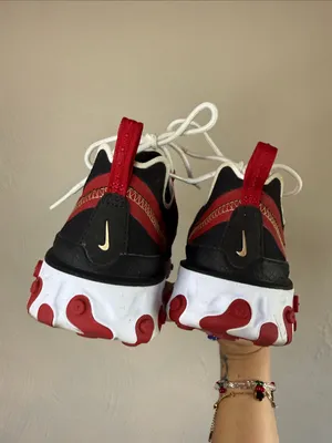 Nike React Element 55 Black Red White Sneakers Women’s 6 thumbnail 4