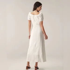 Rihoas White Embroidery Puffed Sleeve Maxi Dress thumbnail 4