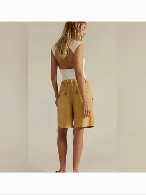 Free People Tybee Pleat Chino Shorts. NWT. Sepia tone thumbnail 2