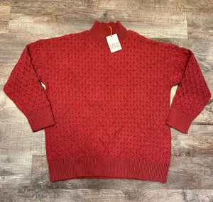 NWT Knox Rose Women’s Red Mock Neck Cable Knit Sweater XXL Fall Cozy Cottagecore thumbnail 1
