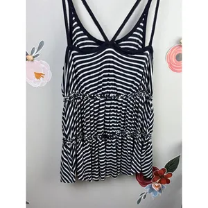 We The Free Black and White Longline Striped Tank Top - Size - Medium thumbnail 2