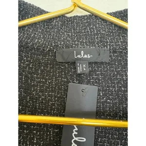 NWT Lulus Prepped Perfection Black White Tweed Trench Coat Size XL Quiet Luxury thumbnail 6