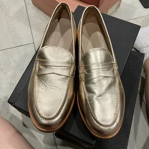J Crew Ryan Penny Loafer in Metallic Gold thumbnail 3