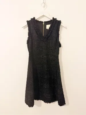 Kate Spade Black Sparkle Sleeveless Tweed Dress Cocktail Size 2 thumbnail 2