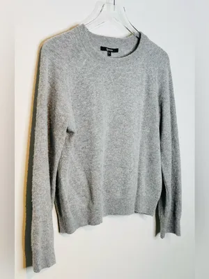 Quince Women's Gray Cashmere Crewneck Sweater Top thumbnail 3