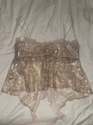 ZARA Sequin Ruffle Sheer Top thumbnail 3