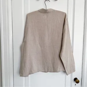 FLAX • 100% linen jacket natural lagenlook oversized boxy collared beige tan thumbnail 5