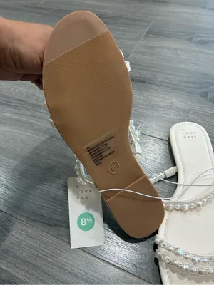 a new day Ivory Pearl Strap Flat Sandals thumbnail 3