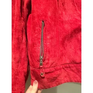 Pamela McCoy Vintage Genuine Leather‎ Suede Red Zip Jacket Size Medium thumbnail 5