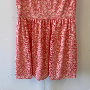 🍁 Betsey Johnson Pink Lace‎ Lined Peter Pan Collared Dress Womens Size 6 thumbnail 4