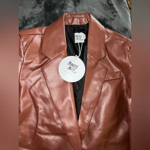 Princess Polly Jocelyn Faux Leather Blazer in Brown Size XS/S New with tag thumbnail 16