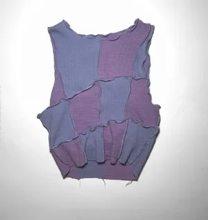 Checkered Colorblock Raw Edge Crop Top thumbnail 3