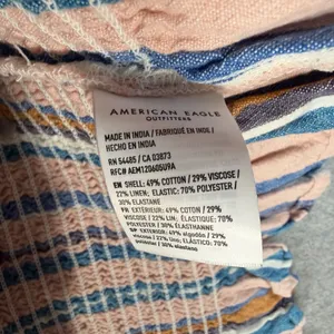 American Eagle One Shoulder Stripe Tank Top Women's XL Smocked Ruffle Hem Linen thumbnail 6