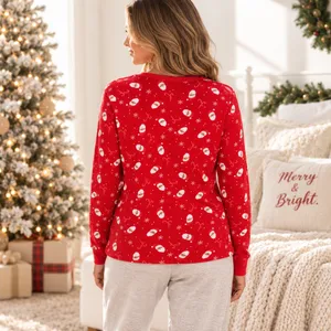 Wondershop Womens Red Santa Claus Candy Cane Snowflake Long Sleeve Sleep Top S thumbnail 2