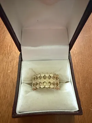Textured Openwork Gold-Tone Band Ring for Women Size 6 1/4 thumbnail 1