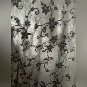 Dress Barn Collection Black Floral Lace Shimmer Print Asymmetrical Sleeves Sz XL thumbnail 9