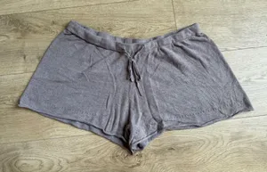 Barefoot Dreams CozyChic Ultra Lite Taupe Knit Shorts Womens loungewear Size L thumbnail 1