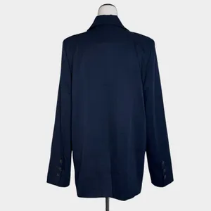 Vici Navy Blue Single Button Relaxed Blazer Size L Longline Old Money Minimalist thumbnail 3