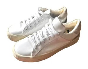 ZARA Basic Faux‎ Leather Glitter Sneaker White Sz 36 (US 6) thumbnail 1