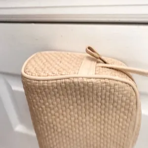 Etienne Aigner Vintage Woven Straw Leather Beige Crossbody Top Zip Bag thumbnail 3