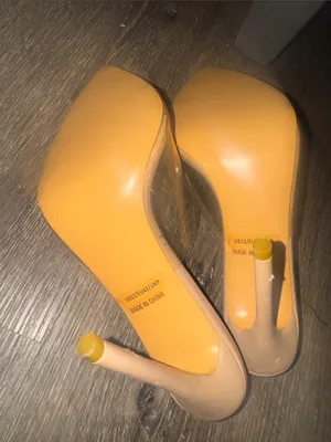 Nude Pointed Clear PVC Mule Heels Tan Size 9 thumbnail 7