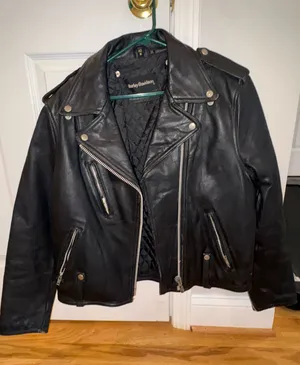 Vintage 1990’s Harley-Davidson Black Leather Motorcycle Jacket Size EU 42 w thumbnail 1