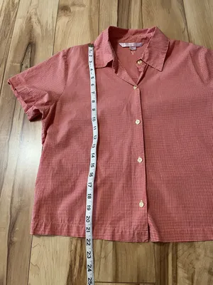 Victorias Secret Pajama Set Medium Orange Yellow Gingham Check Top & Crop Bottom thumbnail 3