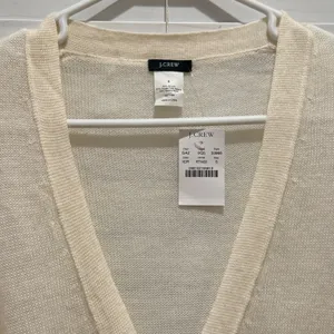 NEW J.Crew Cardigan Womens S Ivory Alpaca Merino Wool V-Neck‎ Rhinestone 33966 thumbnail 4