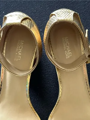 Michael Kors Lena Flex Mid Embossed Metallic Leather Sandals – Like New! thumbnail 6