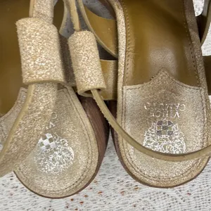 Vince Camuto Penina new tortilla leather stone tan cream block sandal heels sz 7 thumbnail 4